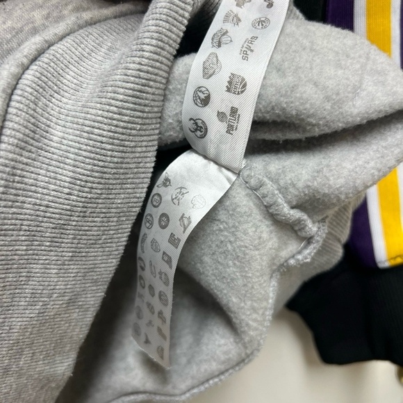 Los Angeles Lakers NBA Small Colorblock Hoodie Gray Black Purple Yellow - Picture 6 of 7